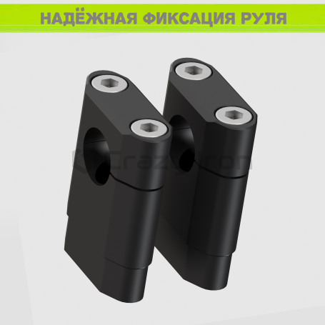 CRAZY IRON Handlebar risers STUNT 28mm, bar back, height 50mm, black anode (фото 3, фотография 3)