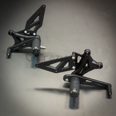 CRAZY IRON Rearset STUNT Kawasaki ZX-6R, ZX-6RR `03-`04, black anode (фото 1, фотография 1)